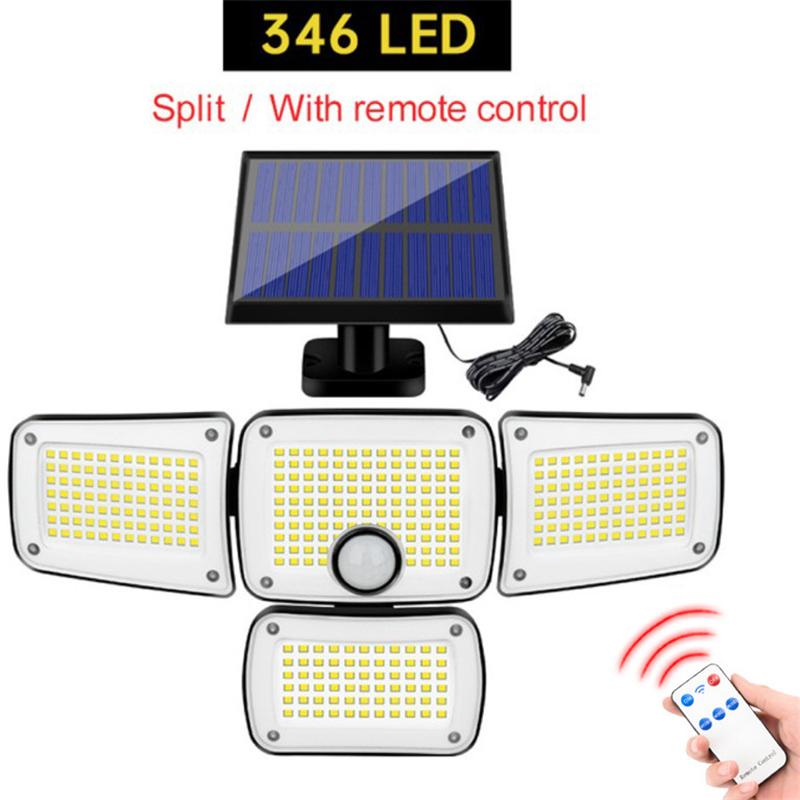 

Солнечный уличный светильник с водонепроницаемым поясом и датчиком движения, 346 светодиодов, режим дистанционного управления, подходит для патио, гаража, заднего двора White-6000K