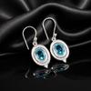 Natural Sky Blue Topaz Gemstone 925 Solid Silver Handmade Jewelry Hook Earrings 1.50" Anniversary Gift EE-1-4