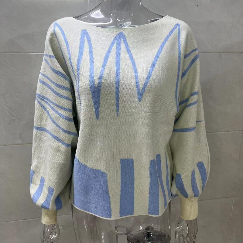 IHUASU Loose Pullover Knit Sweater Women Lantern Sleeve Design Sweater