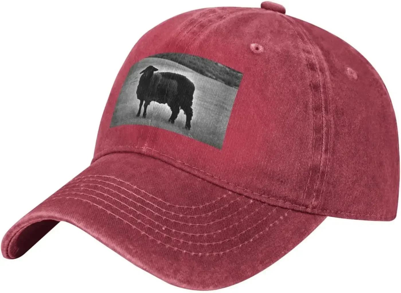 Cute Sheep Print Vintage Baseball Cap Denim Cotton Dad Hat Sunhat Adjustable Unisex Trucker Hat Adjustable