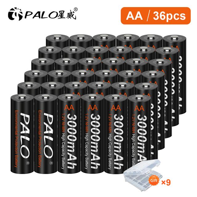 PALO AA Rechargeable Battery AA NiMH 3000mAh 1.2V Ni-MH AA 2A Battery Low Self Discharge AA Batteries For Toys Camera Wireless