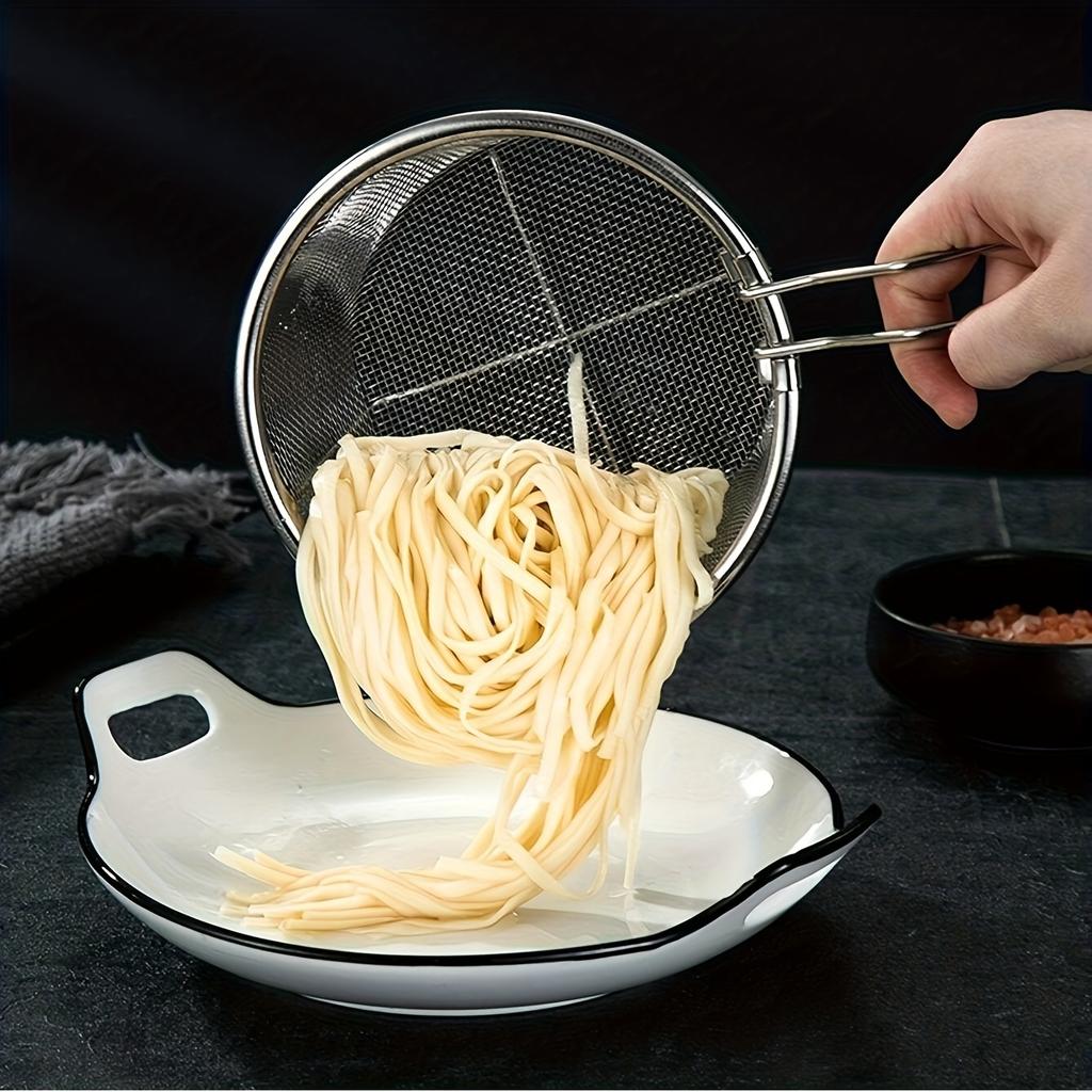 Multifunktionell lo mein-skopa i rostfritt stål, friterad, kök med nätläckage, hopfällbar, förtjockad och hållbar
