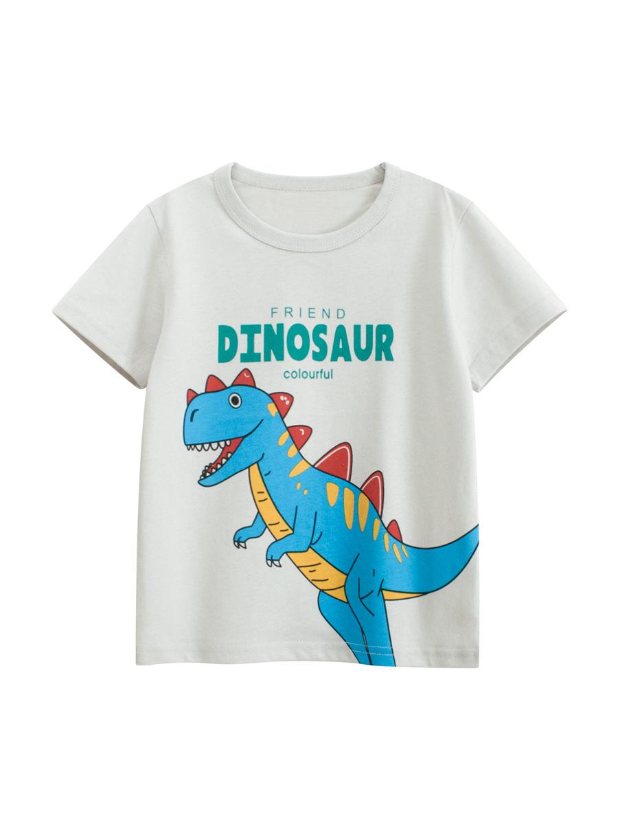 Korean Kids  Dinosaur Print Cotton T-Shirt - Short Sleeve Boys  Baby Clothing 90 cm