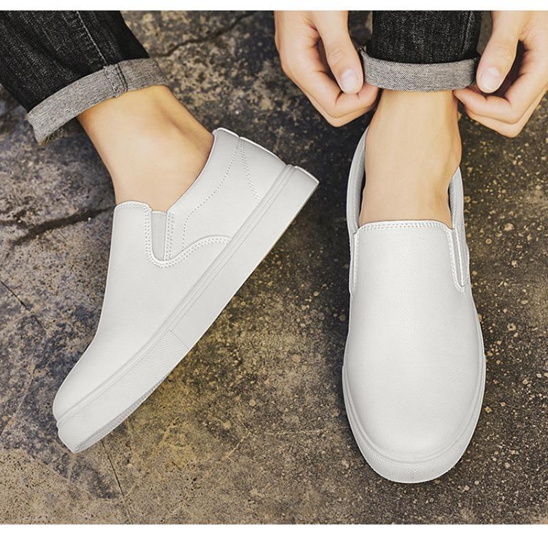 Men Plus Size Summer Breathable Casual Flat Leather Skate Sneakers