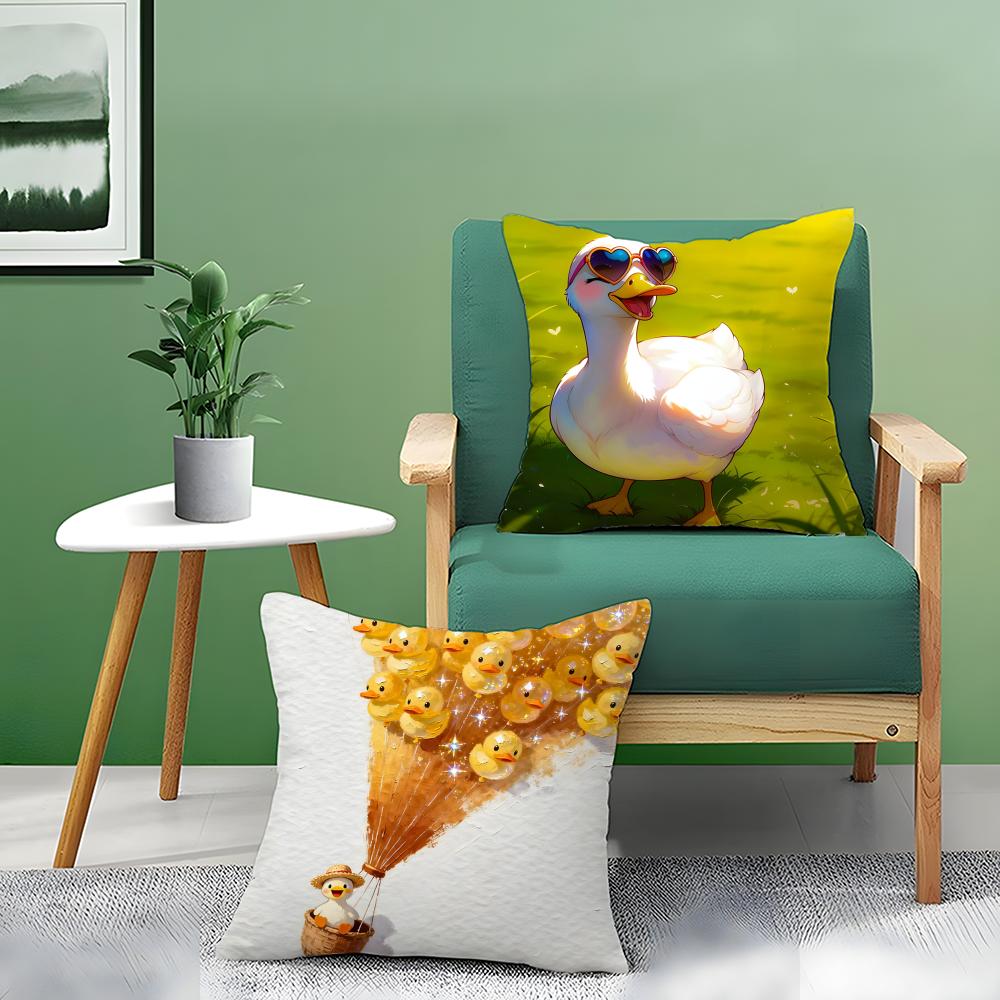 Funny And Cheerful Duck Pattern Pillow Case Double-Sided Plush Sofa Cushion Covers Organic Breathable Invisible Zipper