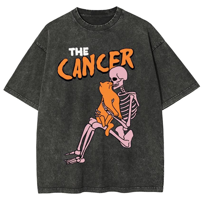 Summer Men's T-Shirt Cotton Wash Oversized Crew Neck Short Sleeve Skull Print Trend Street Top Basic Tee