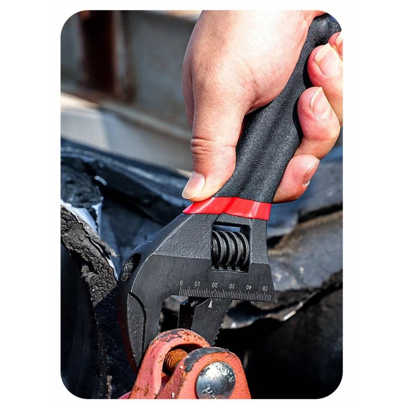 1 Pcs 6/8” Short Handle Adjustable Wrench Oversized Open Bathroom Wrench Mini Small Board Large-diameter Adjustable Short Handle
