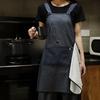 Gestreifte, schmutzabweisende Küchenschürze mit Tasche und abnehmbarem Handtuch für Damen und Herren, überkreuzter Rücken, für Restaurant und Kochen, atmungsaktiv