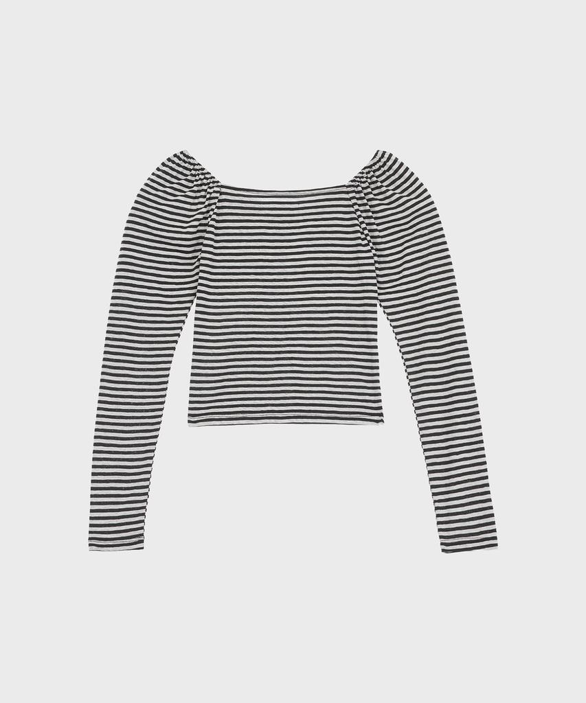 Alkialka Heart-Neck Long Sleeve (Stripe Black)