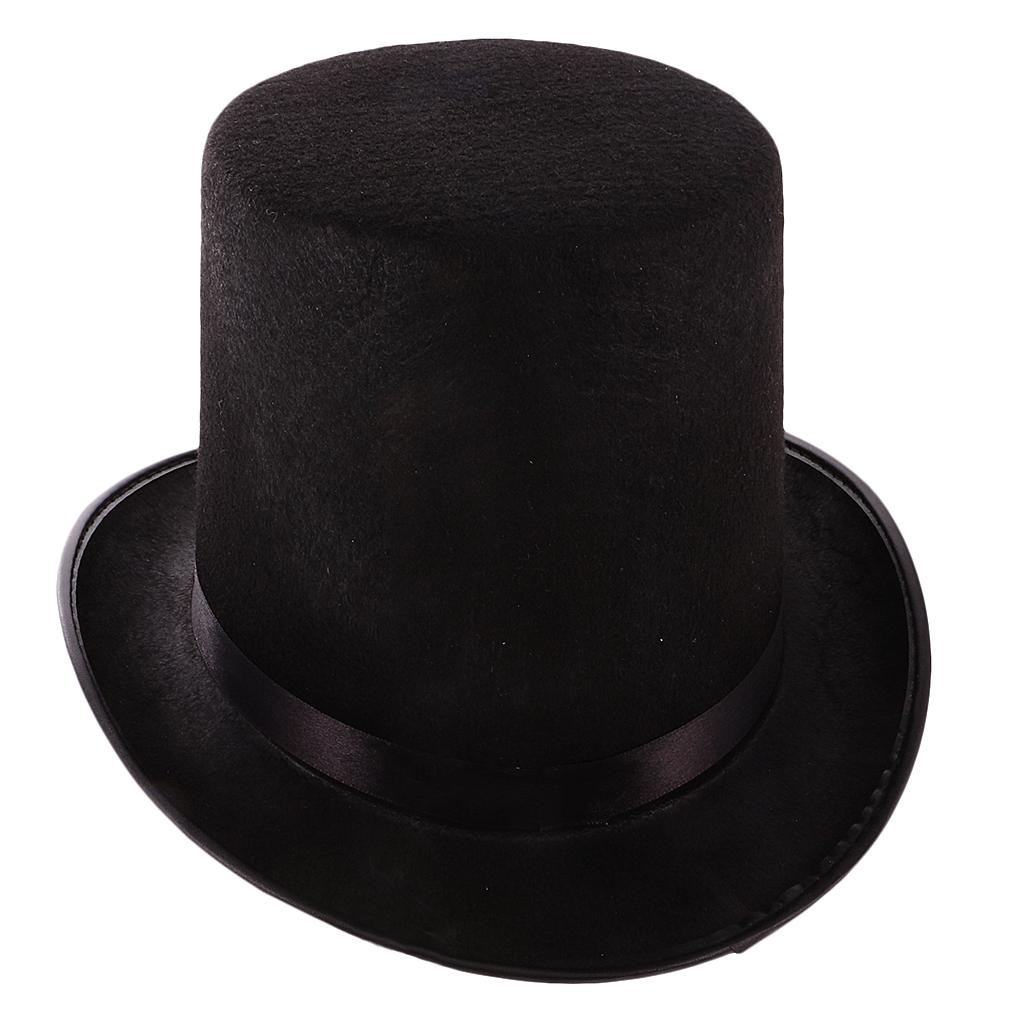 Black Magician Jazz Hat Classic Top Hat Polyester Felt Unisex Fedora Party Hat for Stage Performance