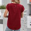 Ladies Summer Irregular Short Sleeve O Neck Solid Color Casual Pullover Blouse Shirt Top