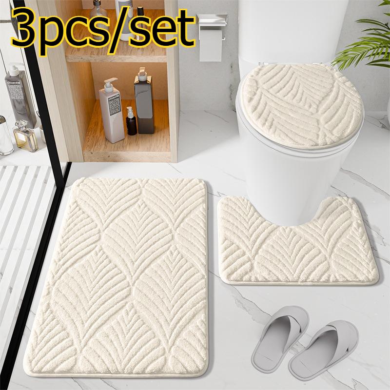 

3 шт./компл. Домашний коврик для двери ванной комнаты Нескользящий коврик для ванной Коврик для входа в туалет Водопоглощающий коврик для ног Мягкий пушистый коврик для пола белый