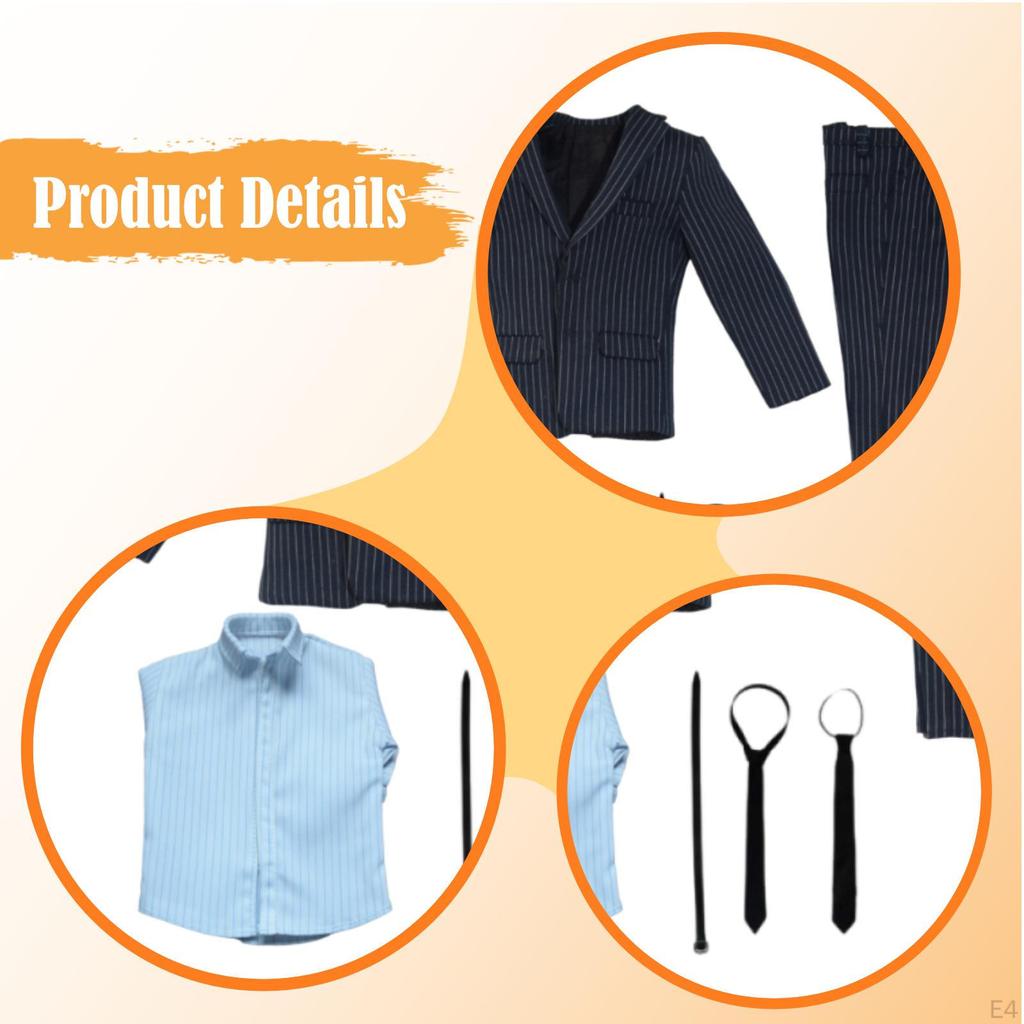 1 Piece Doll Miniature Coat 1/6 Scale Male Top Pants Uniform Outfit Long Sleeve Mens Suit Cloth