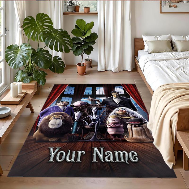 Crystal Velvet Rug Custom Name Text, Soft Non Slip Floor Mat Home DecorThe Addams Family