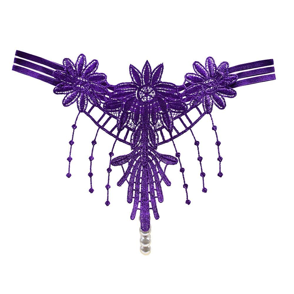 Sexy Panties Female Tipsy Fringed Embroidery Temptation Hot Hollow Flirting Massage Pearl Couple Sexy Thong