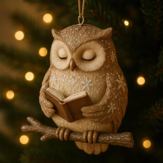 Book Lover Animal Ornament 2D Acrylic Bird/Hedgedog/Rabbit/Owl/Squirrel Reading Ornament Woodland Reader Hanging Pendant Gift