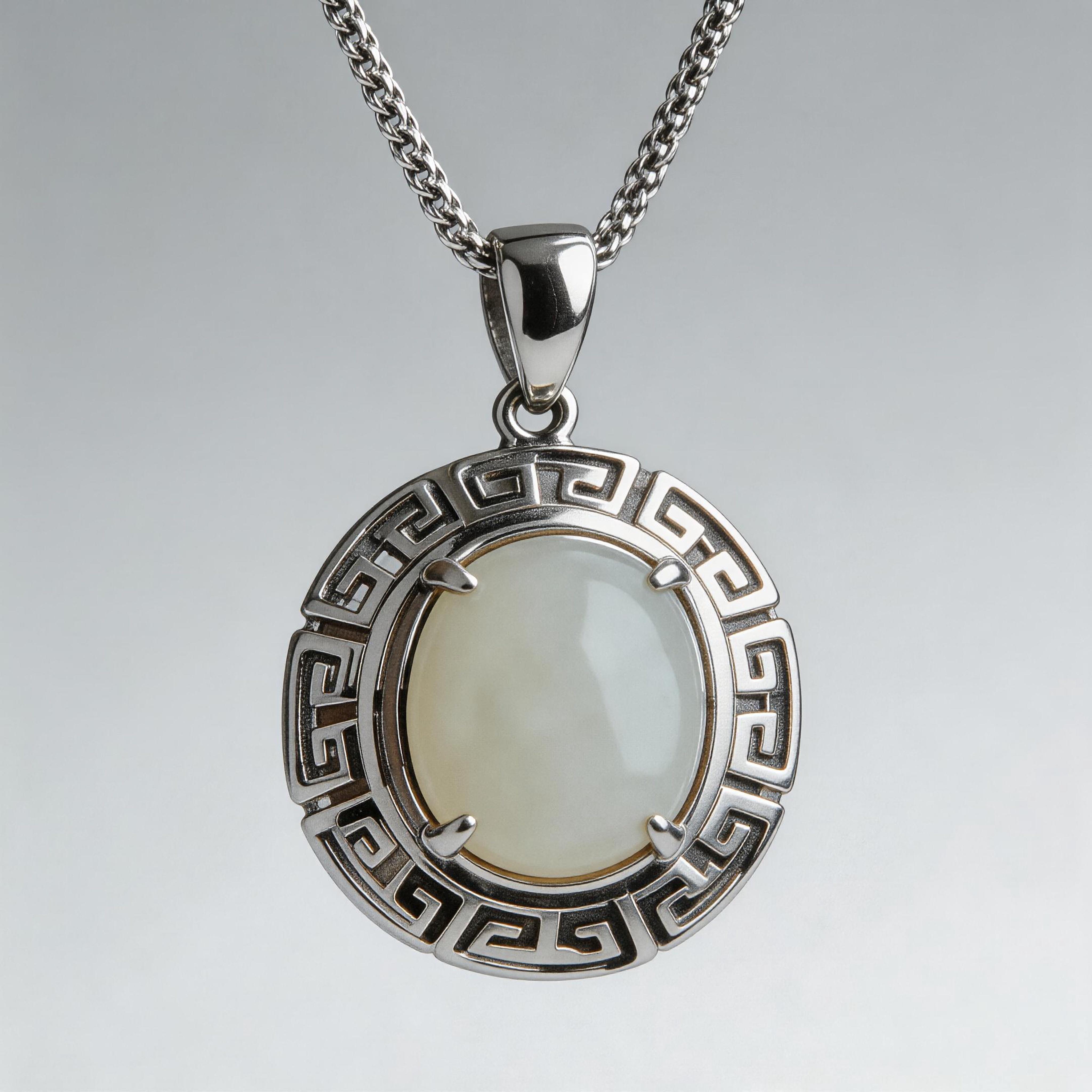 Clearance Sale SubtleGlam Unisex Trendy 925 Sterling Silver Gold-Plated Hotan Jade Link Chain Pendant Necklace 18inches&Fashion белый