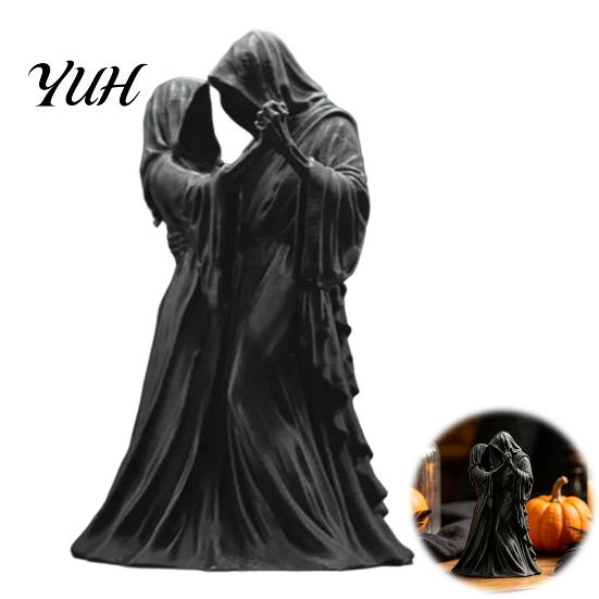 Spooky Gothic Gifts Dancing Grim Reaper Couple Figurine, 3D Printed Hooded Skeleton Dark Style Shelf Decor Statue, Aesthetic Tabletop Decor, Halloween