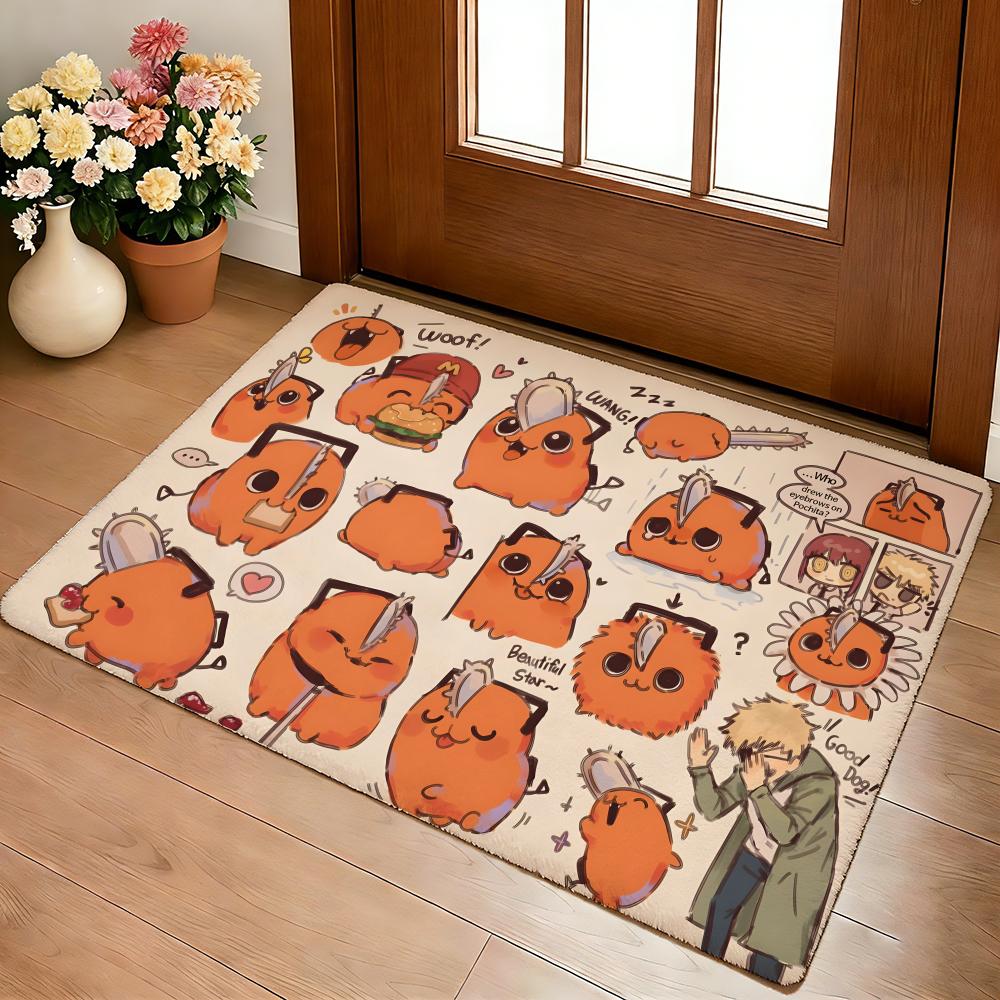 C-Chainsaw Man Fußmatte Gemütliche Flanell Weiche Dicke Rutschfeste Matte für Wohnzimmer Schlafzimmer Küche Dekor Teppiche