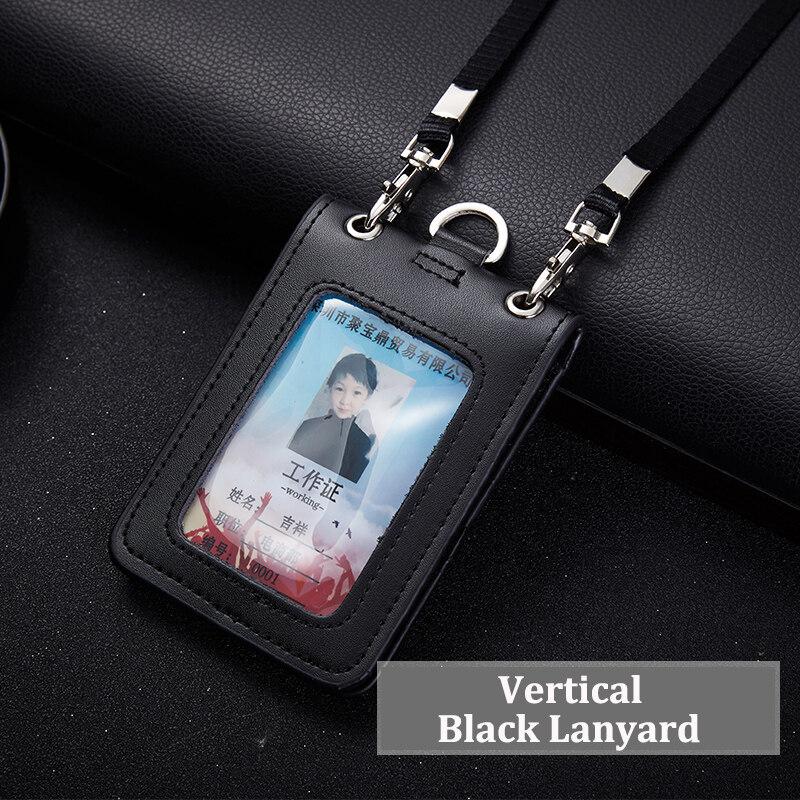 

NEW High Quality Reporter Police Neck Lanyard Badge ID Credit Card Holder Genuine Leather Staff Work BusinessName Lanyards School Office Supplies