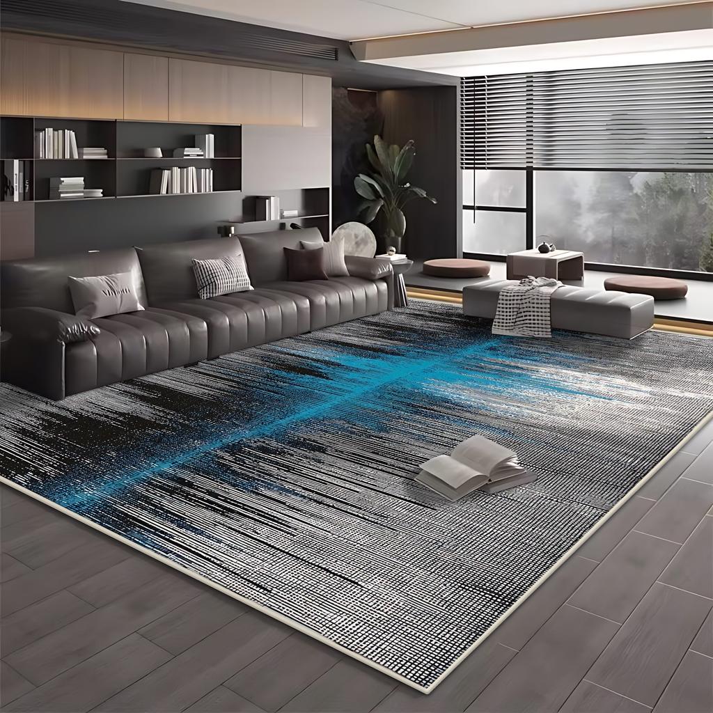 Moderne Einfache Wohnzimmerdekoration Teppich Große Fläche Weicher Lounge-Teppich Blau Schwarz Teppiche für Schlafzimmer Waschbare Rutschfeste Bodenmatte