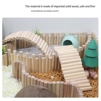 Wooden Hamster Climbing Ladder Multifunctional Bendable Hamster Suspension Bridge Easy To Install Cage Decoration