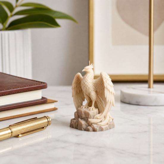 Rising Phoenix Rebirth Statue, 3D Printed PLA Sculpture with Matte Finish, Home Decor for Desk & Bookshelf, Symbol of Renewal & Strength, Unique Gift
