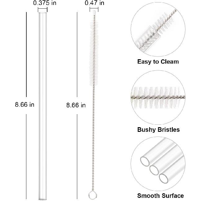 Replacement Straw Compatible with Stanley 14 oz 20 oz Cup Tumbler, 6 Pack Reble Straw with Cleaning Brush, Plastic, Clear