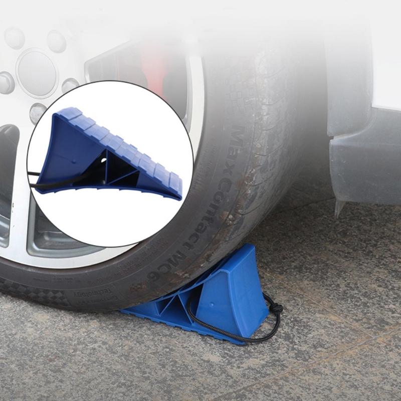 2Pcs Tire Anti-skid Stopper Wheel Chocks with Rope and Wheel Dock for Boat Trailer Travel Camper and RV Accessories