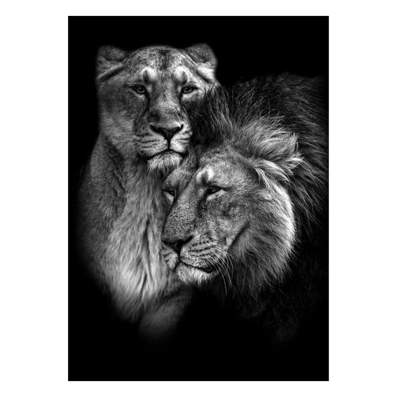 Schwarz-weiße Tiere Kunst Löwe Leinwand Malerei Moderne Poster und Drucke Wandbilder für Wohnzimmer Home Cuadros Dekor