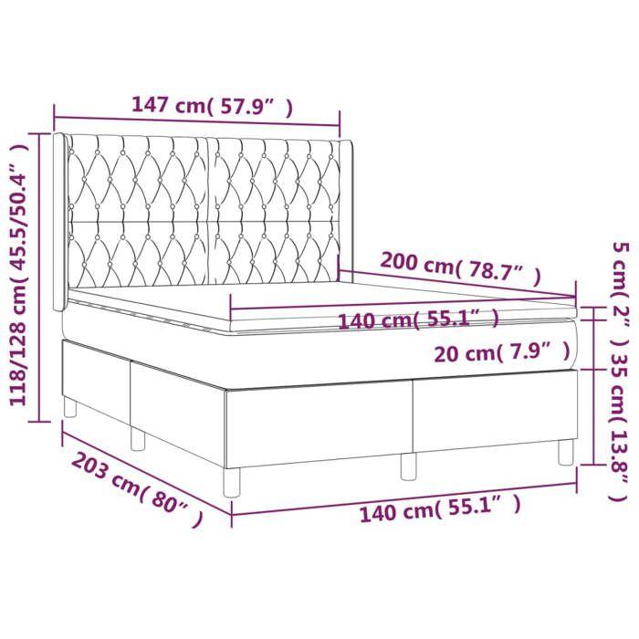 VidaXL Sommier à Lattes de Lit avec Matelas et LED, Lit Rembourré, Lit Double, Lit Adulte de Chambre à Coucher Intérieur, 3138558