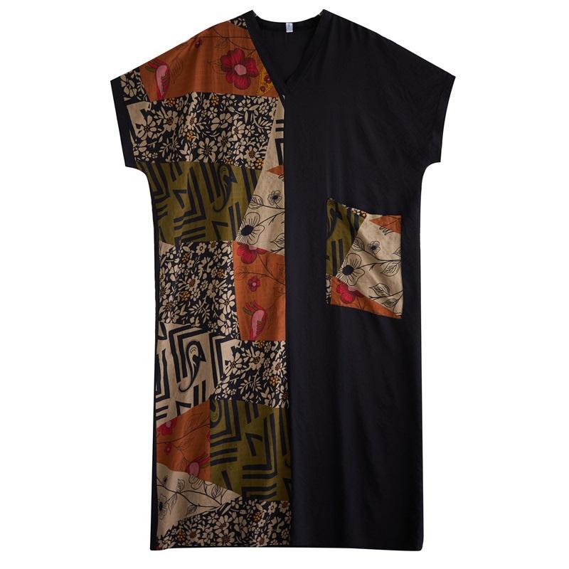 Short Sleeve Oversized Cotton Vintage Floral New In Dresses for Women Casual Loose Maxi Long Summer Dress