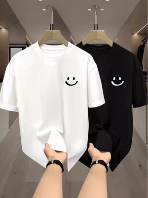 Unisex Schwarze Eis-Seide Hongkong-Stil Sommer-T-Shirts - Trendige & Einfache Kurzarm-Tops für Paare