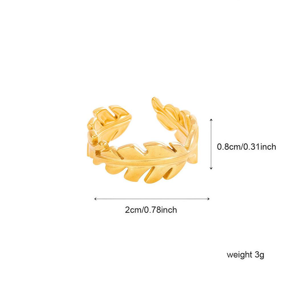 Elegant 18K Gold-Plated Geometric Stainless Steel Ring with Natural Stone, Adjustable for Women