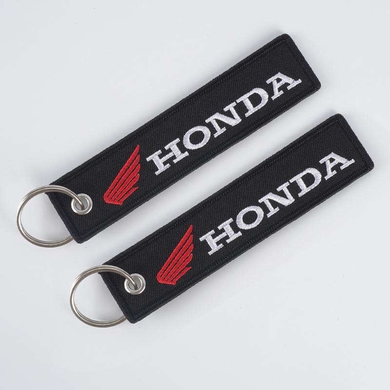 Motorcycle Embroidery Keychain Keyring For Honda Jazz Fit Avancier Crv Accord Pilot City Prelude Mugen Power XR-V CB400 CB650 TO0