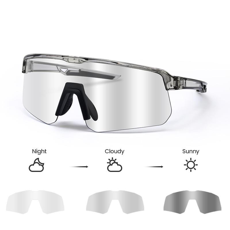 Cycling Photochromic Glasses, Outdoor Bicycle Marathon Windproof Men's Goggles, Sports Glasses Suitable for Day and Night Use for Women