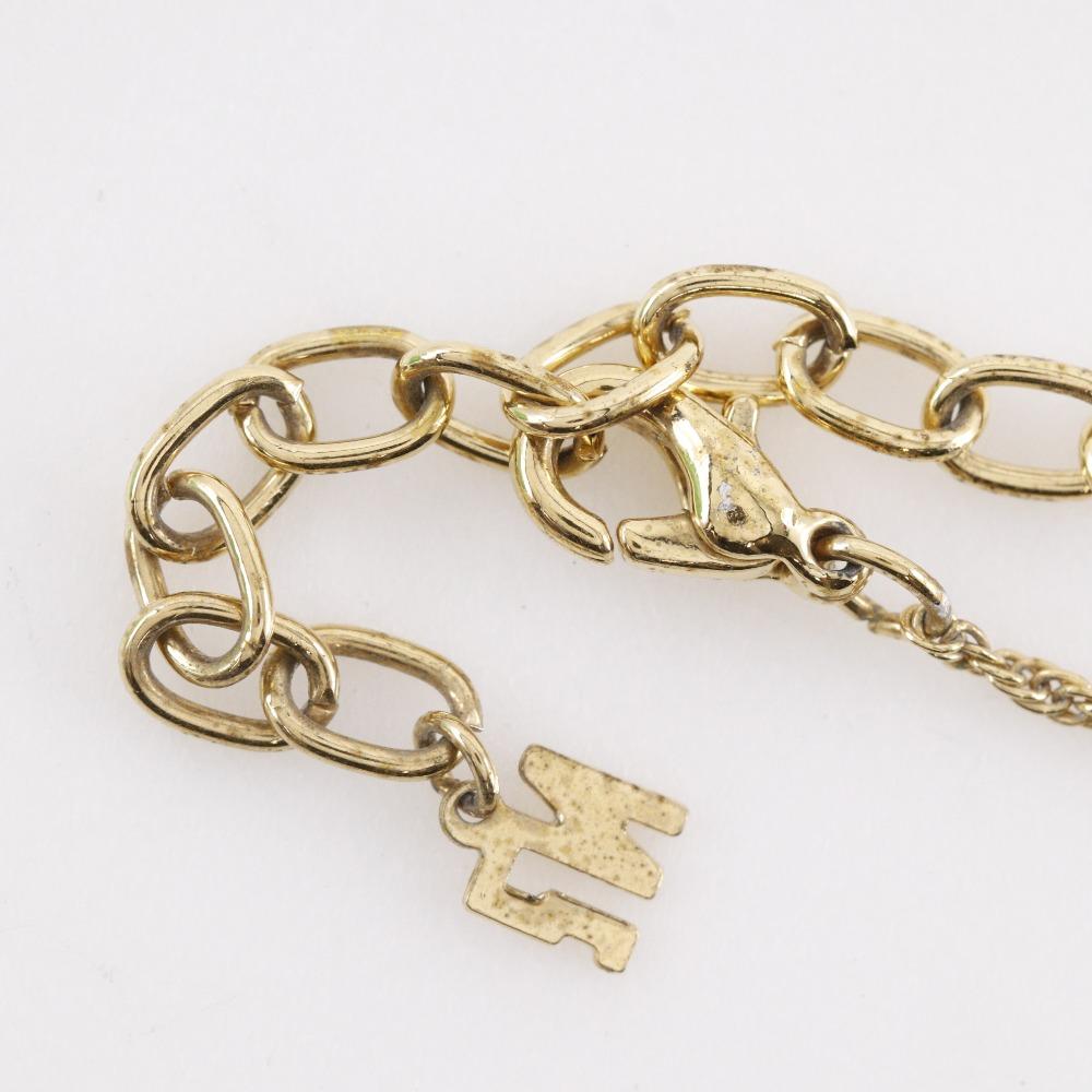 NINA RICCI Earing set Necklace Plated Gold/Rhinestone 4.1g Women Used