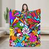 Super Warm BlanketKids Adult Camping Cartoon Cute Doodle Throw Blanket  Flannel Bedspread For Outdoor Novelty Sofa Bed Cover