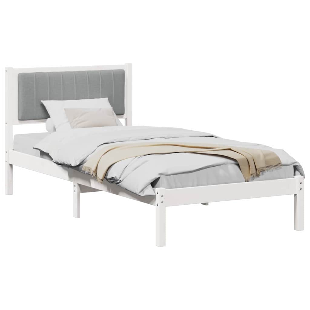 Bed Frame with Padded Headboard Light Grey 90 x 190 cm
