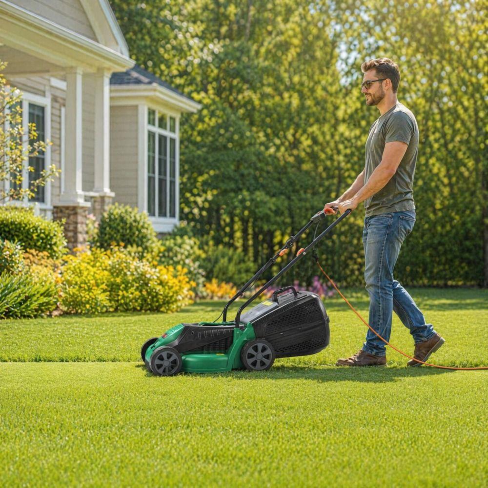 1600w Hand-Pushed Electric Lawn Mower Powerful Push-Style Electric Self-Propelled Lawn Mower Adjustable Foldable