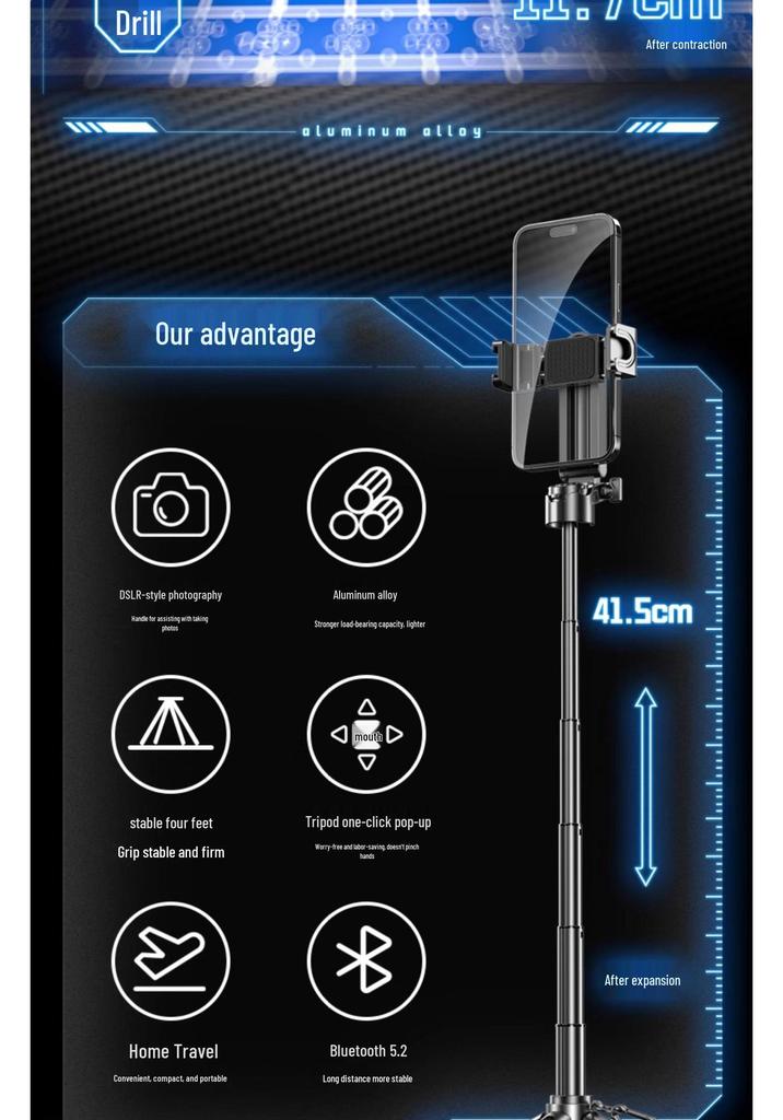 Zoomable 2026 Mobile Phone Selfie Stick & Tripod - Portable Travel-Friendly Handheld Stand