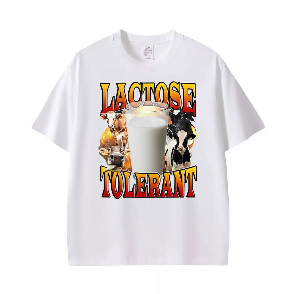 Lactose Tolerant Retro Milk 90s Funny Graphic T Shirts Unisex Unisex Harajuku Fashion Oversized Tshirt 100 Cotton Oneck Tee Shirt