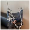 IELGY Ladies Messenger Bag Denim Large Capacity Summer All-Match Casual Underarm Dumpling Bag