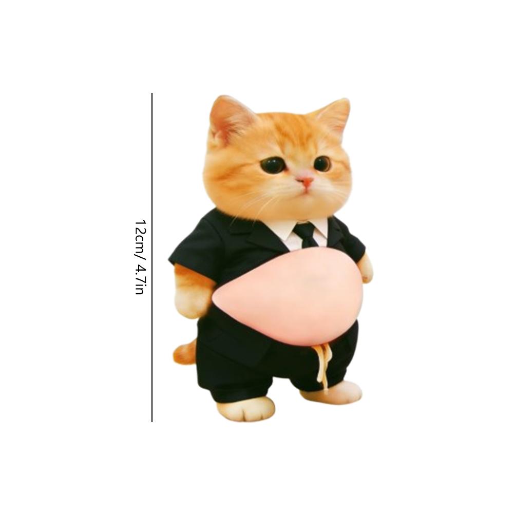 2-10Pcs 3D Shiba Inu Cat Belly Sticker - Cute Kitten wearing orange outfit with soft pink background, silicone self-adhesive