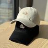 Cute Japanese-style retro puppy embroidered soft-brim baseball cap for women with large head circumference, makes the face look smaller, wide-brimmed