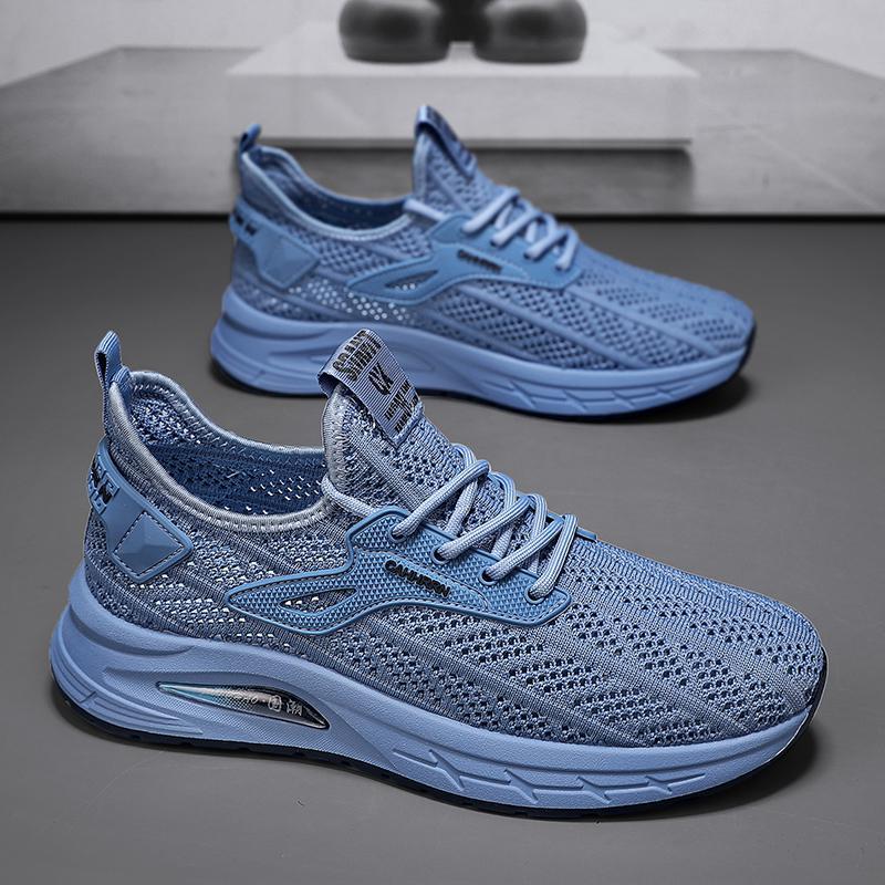 

Мужская обувь, летняя, дышащая, сетчатая, полая, тонкая, сетчатая, мягкая подошва, повседневная, с кондиционером, для бега, нескользящая, спортивная обувь для папы 39 синий