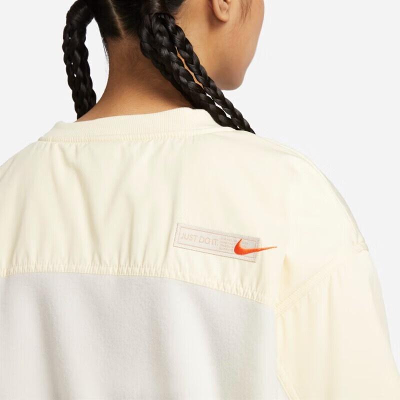 Nike Sweatshirts Women's White Crew Neck Moderate Nipped In Waist FB8685-133