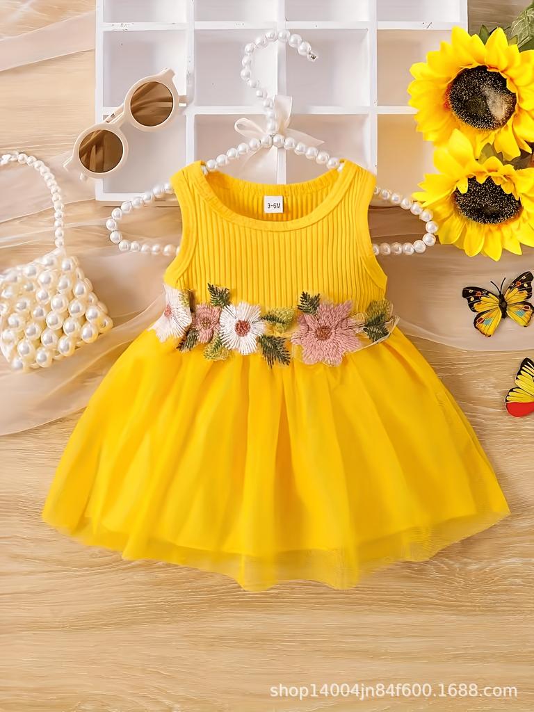 Baby Girl Floral Sleeveless Dress - Cute & Comfortable Gift