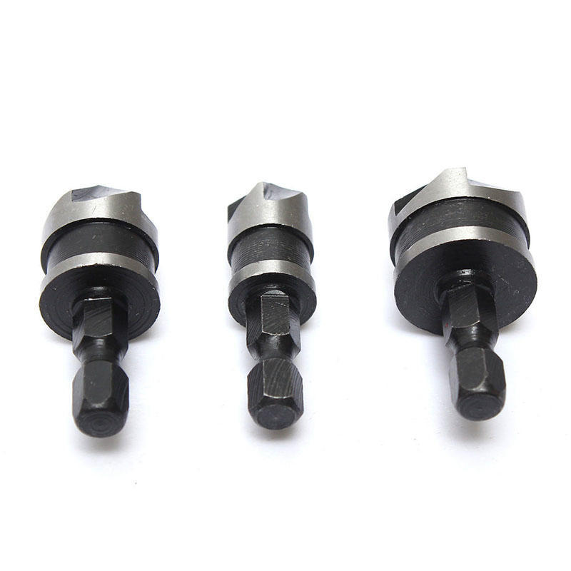 3X Hex Countersink Bore Boring Set For Wood Metal Quick Change Drill Bit Tools