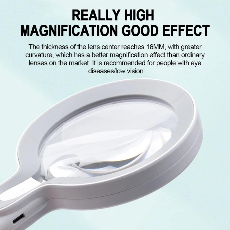 10x 25x Usb Rechargeable Illuminated Magnifier Handheld Magnifying Glass With 29 Led For Reading Jewelry Maintenance